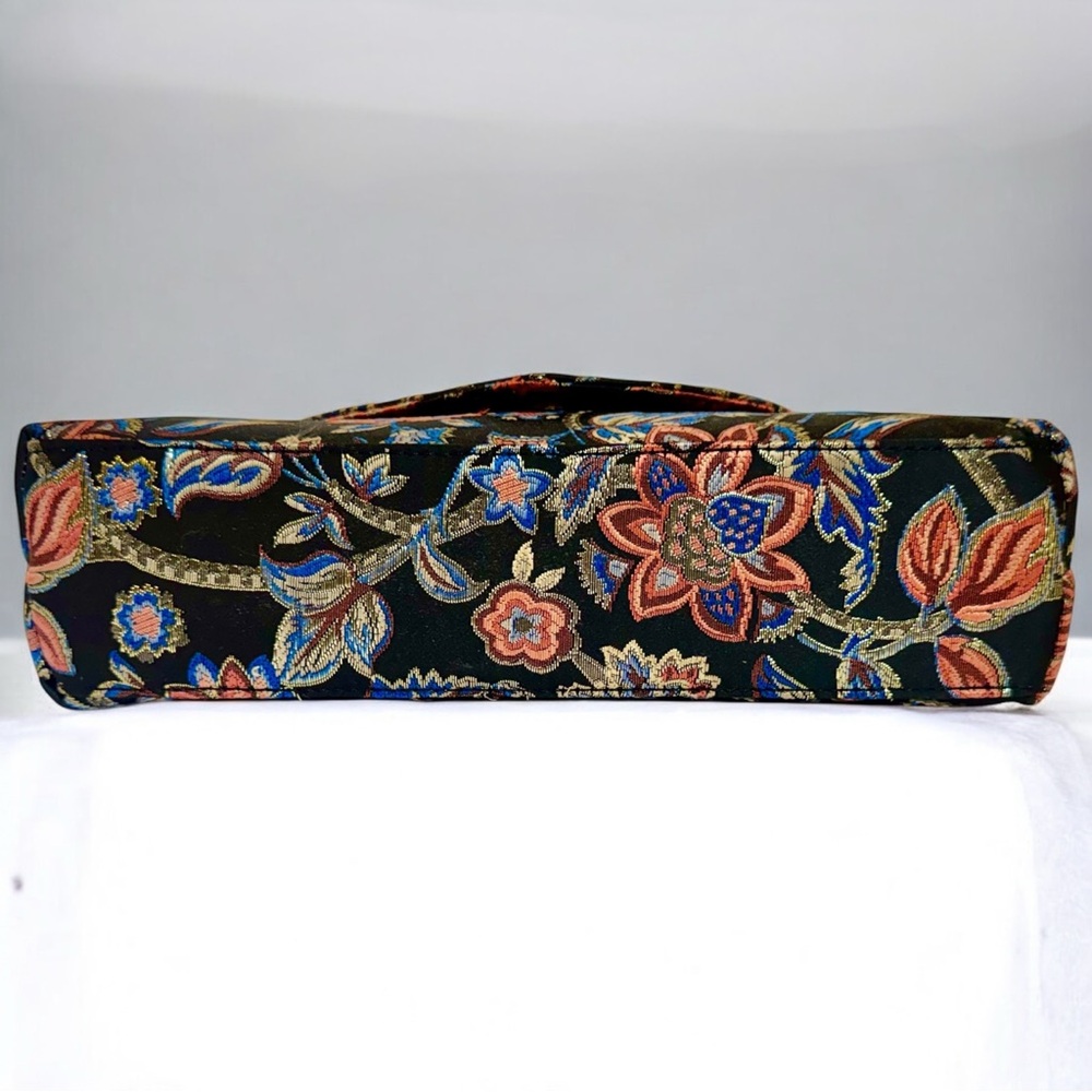 NATURALIZER Embroidered Clutch Purse Black Gold Floral w/ Chain Evening NWT - Picture 6 of 14